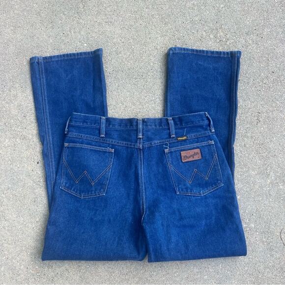 Vintage 70s Wrangler No Fault Bell Flare Cowboy Cut Jeans 945 36x32 - Picture 1 of 9